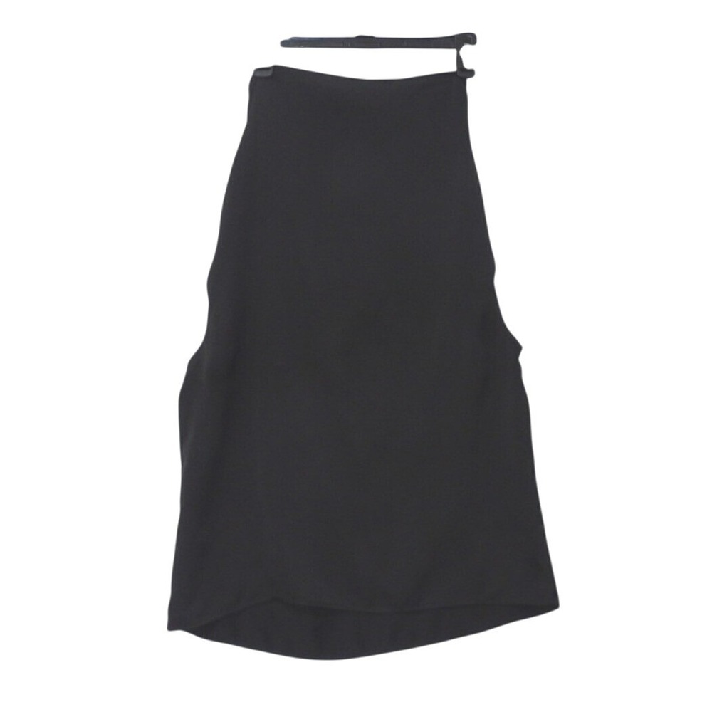 DKNY Womens Black High Neck Sleeveless Draped Open Back Blouse Top Size M